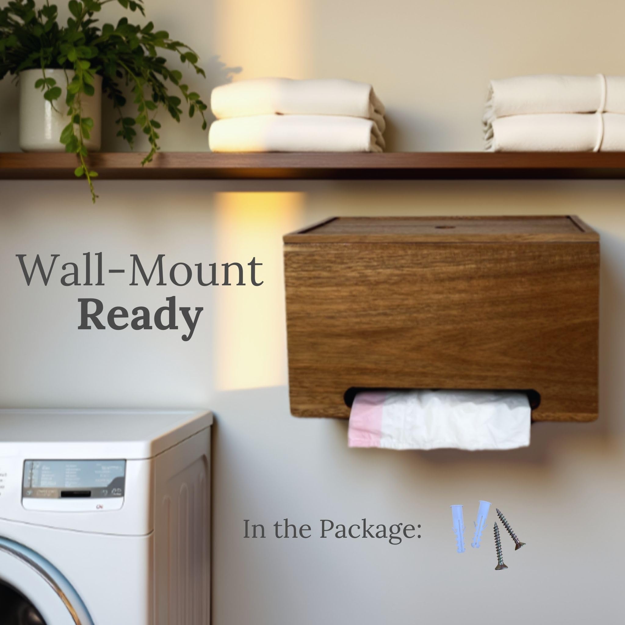 CalmeVie Trash Bag Holder Dispenser – 13-Gallon Storage for Under Sink, Kitchen, and Laundry Room with Wall Mount Option