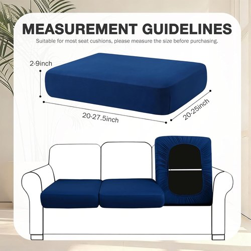 Hyha Patio Cushion Covers - 8Pcs Stretch Washable Outdoor Sofa Slipcovers | Navy, Elastic Bottom