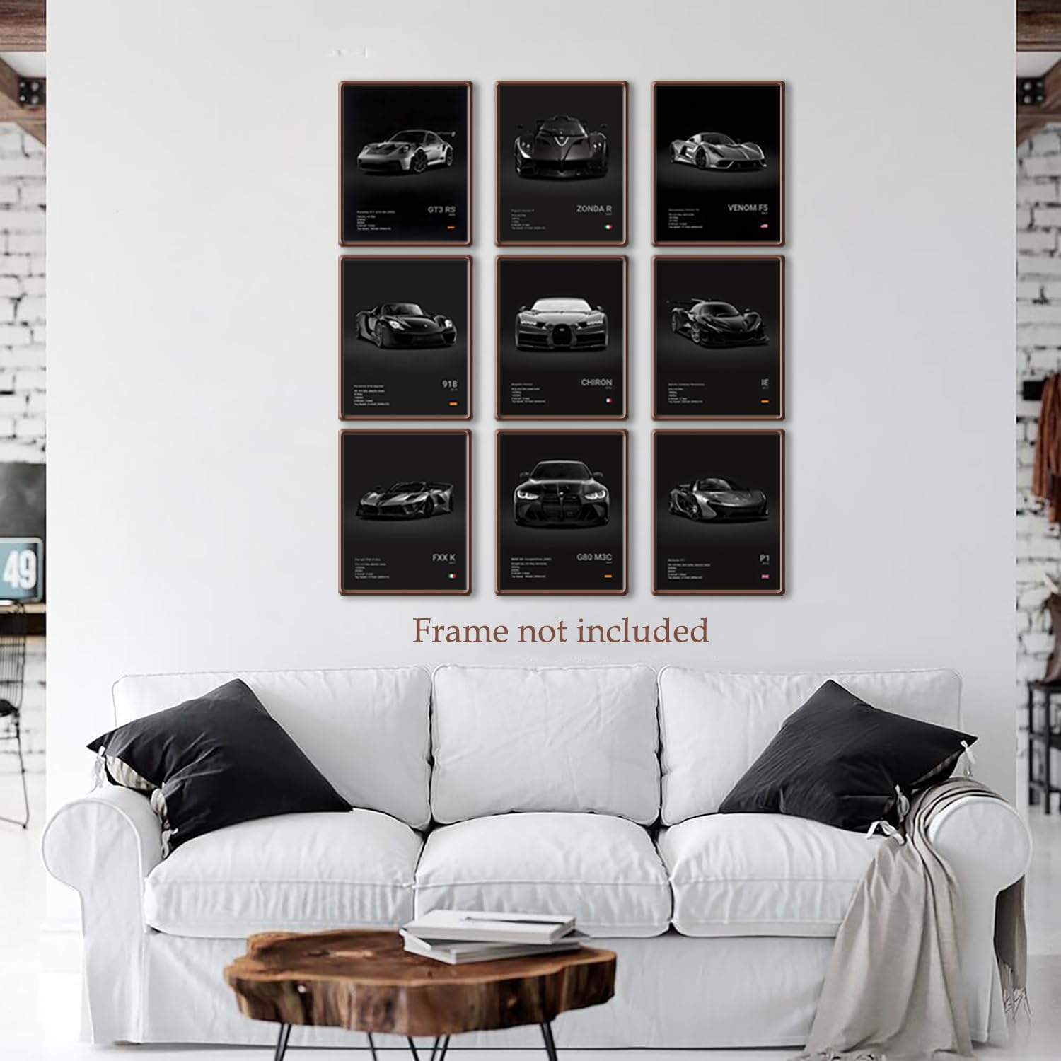 CSLGQGV Vintage Racing Car Canvas Prints - Supercar Wall Art for Men's Room Decor | Unframed 8x10 Inch, 9 Pieces
