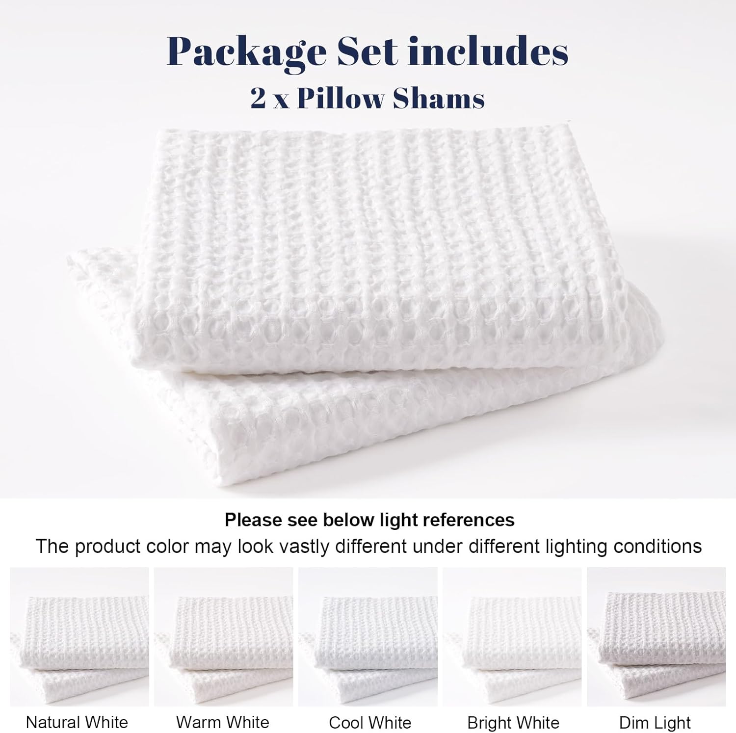 PHF Euro Shams Pillow Covers - Ultra Soft Waffle Weave, Breathable & Skin-Friendly, 26" x 26", White | 2 Pack