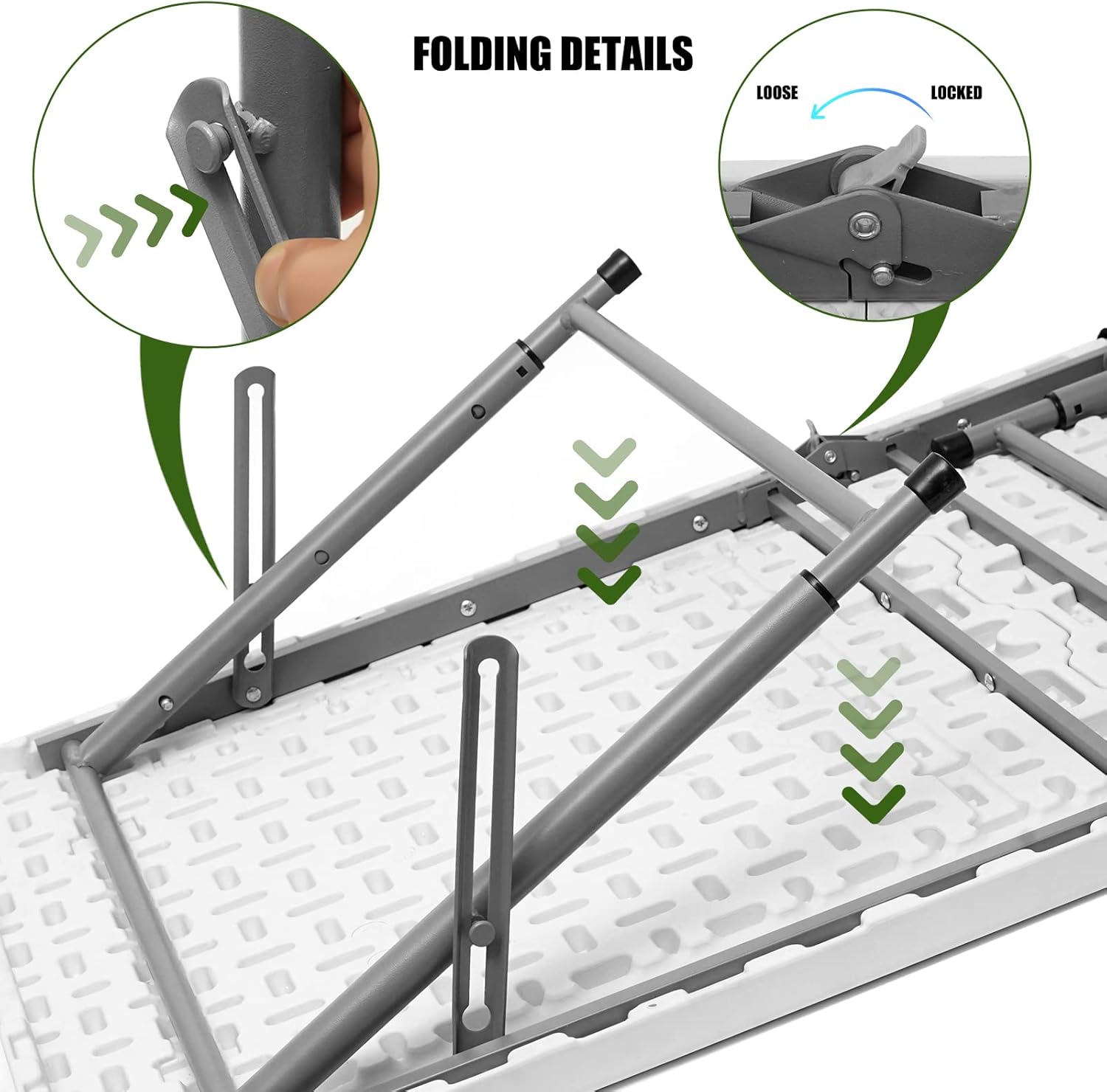 Byliable Folding Table - 4 Foot Portable Heavy Duty Utility Table | Adjustable Height, Indoor/Outdoor, White