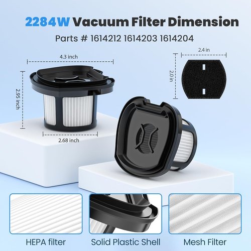 Bissell 2284W Vacuum Replacement Filter - 4 Pack Mesh & Foam Filters for Pet Hair Eraser
