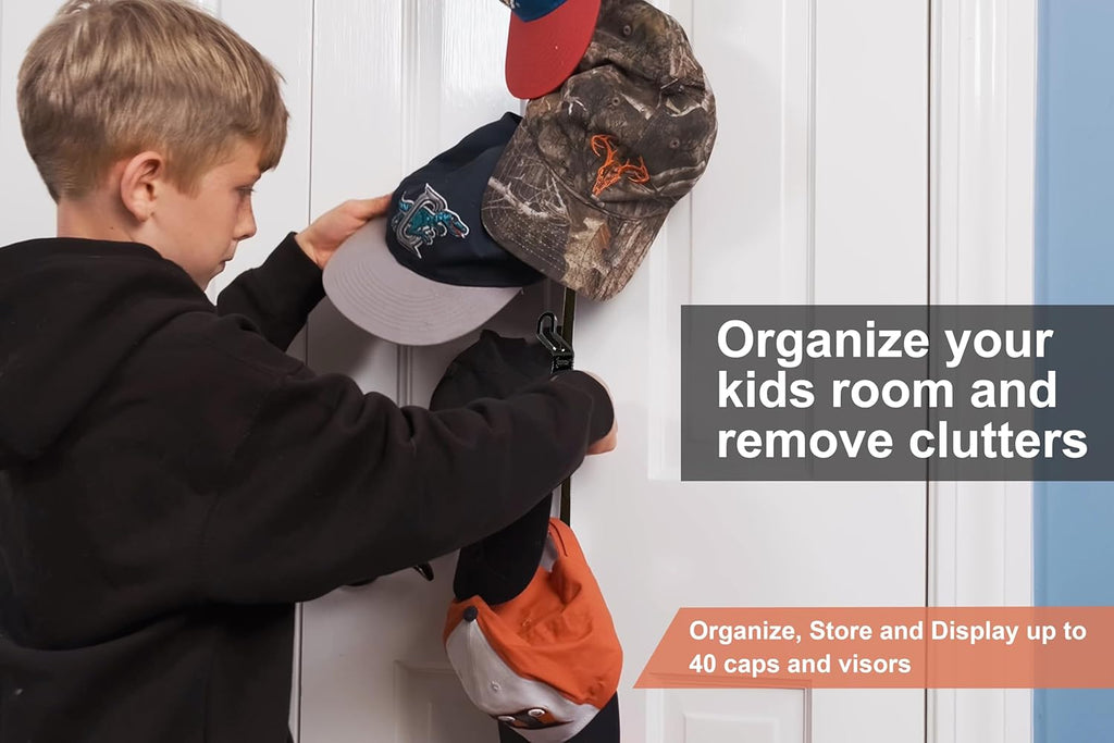 Perfect Curve CapRack - Over-The-Door Hat Organizer for 18-36 Baseball Caps | Black