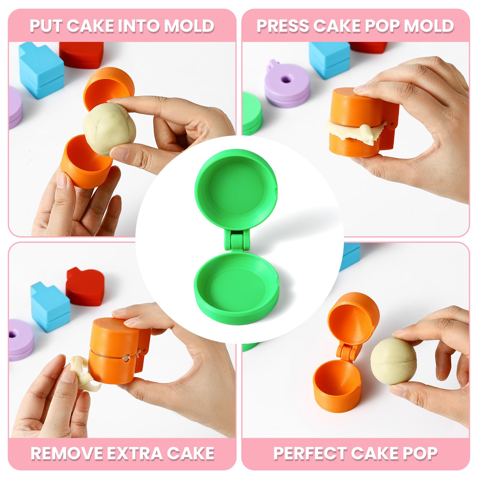 MITCHENIFY 2 PCS Disc Cake Pop Mold Shapes Press Set, 3D Printed Cake Pop Cutter and Pusher, Baking Tools Accessories for Home Baking, Birthday Parties, Wedding Desserts
