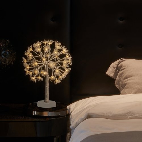 LITBLOOM Lighted Dandelion Tabletop Tree with Timer Battery Operated and USB Plug in, Twig Tree with Lights 18IN 48 Warm White LED Lights for Table Mantle Room Christmas Decoration