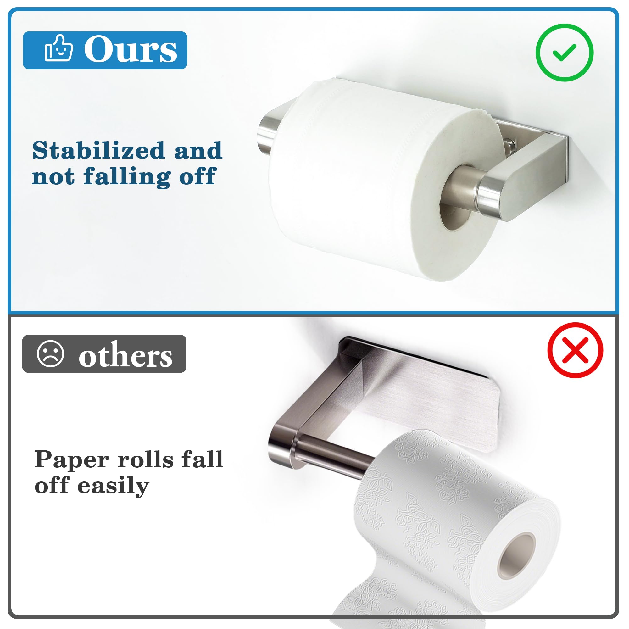 Alise Toilet Paper Holder,Spring Loaded Bathroom Toilet Paper Holder Wall Mount SUS304 Stainless Steel Tissue Holder Toilet Paper Roll Holder for Toilet,Washroom,RV,Brushed Nickel