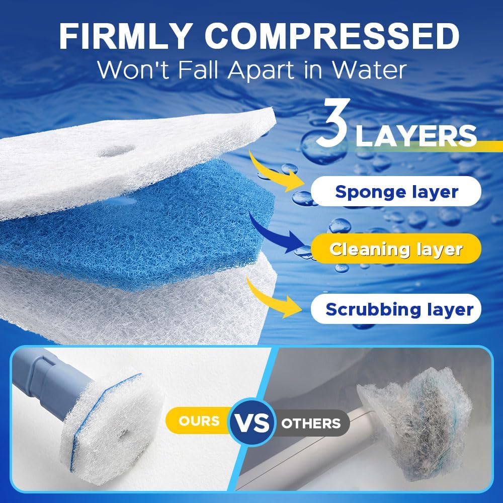 Roundsquare Disposable Toilet Bowl Cleaner - 40 Disinfecting Refill Heads & Wands | Complete Cleaning System