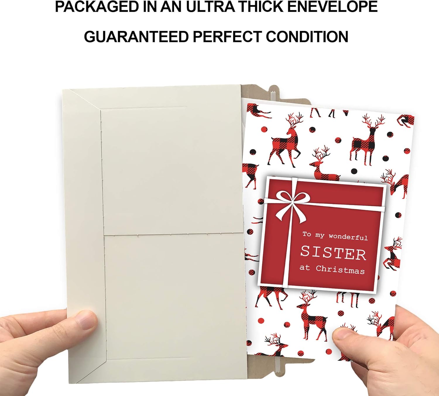 Prime Greetings Christmas Card For Sister - Eco-Friendly Thick Card Stock | 5in x 7.75in with Premium Envelope