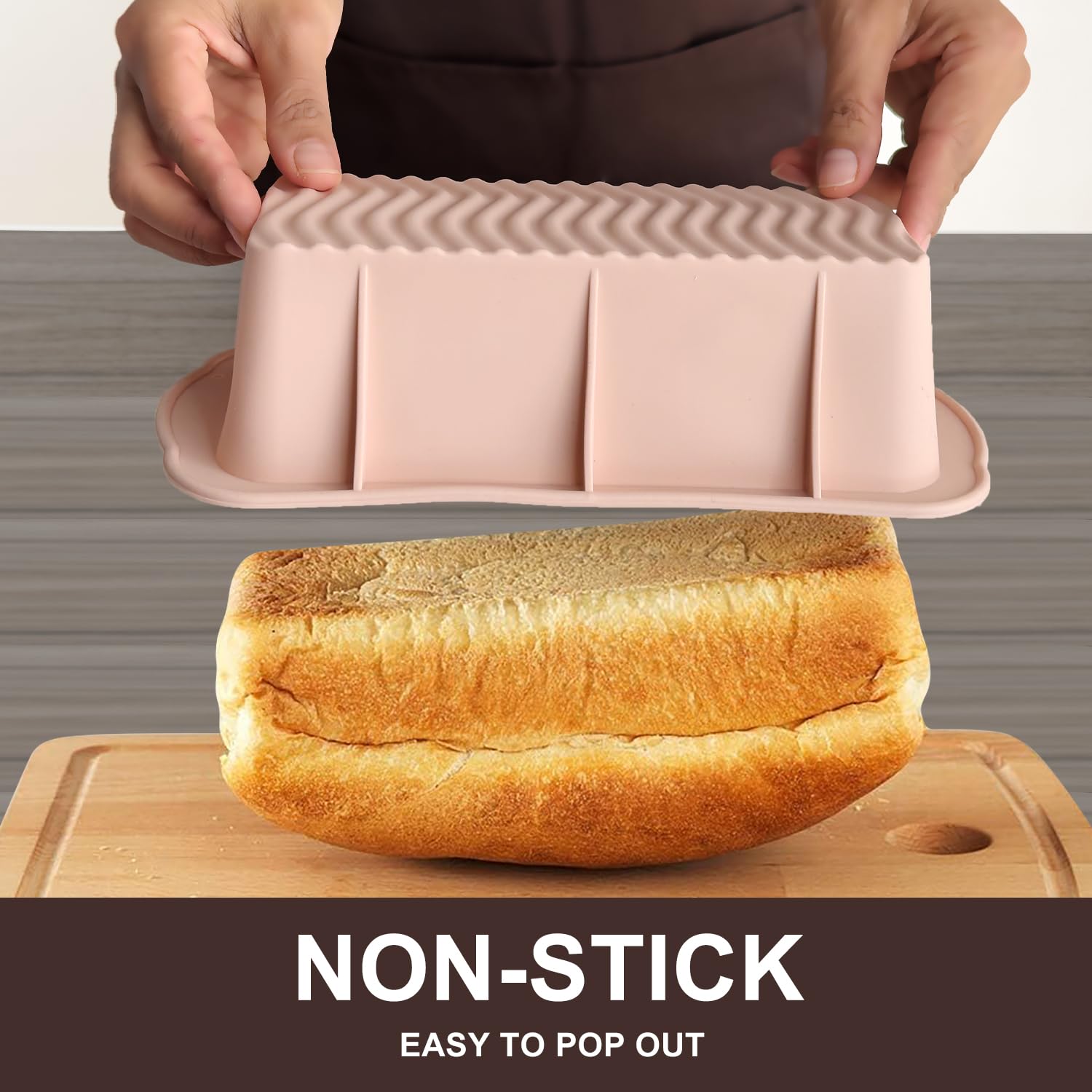 saphe Silicone Bread Loaf Pan, Heat resistant bread pan，Non-Stick Baking Mold Pans for Loaf, Bread, Cake, cheese cake, 3 packs