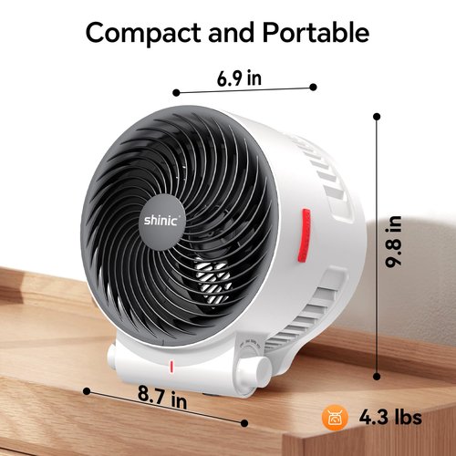 Shinic 2-in-1 Heater and Fan Combo,1500W Portable Space Heater with 3 Modes,Adjustable thermostat,Tip-Over&Overheat Protection,Energy Efficient for Indoor Home Use, White