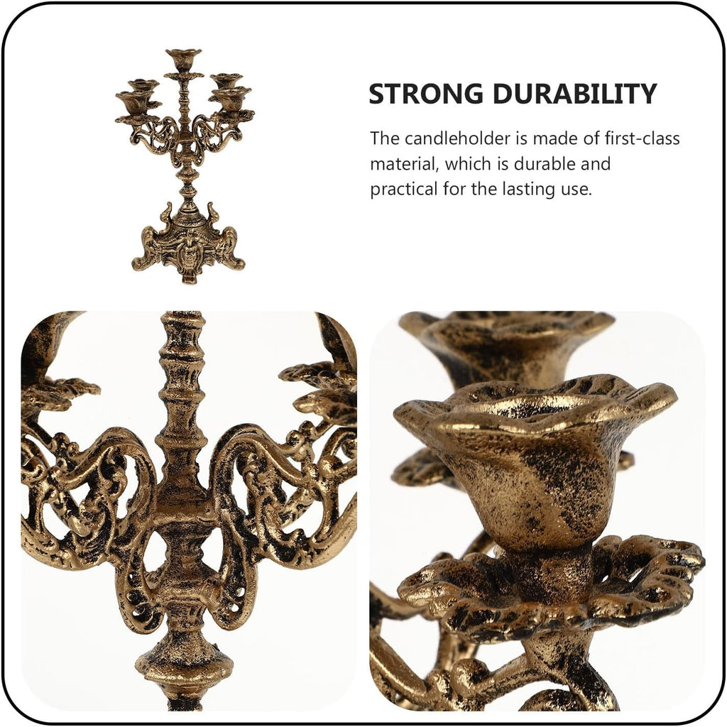 Regine Switzerland 5-Arms Metal Candle Holder - Elegant Centerpiece for Weddings & Holidays | 12 Inch