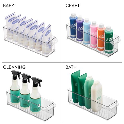iDesign Stackable Fridge or Freezer Storage Bin with Front Handle, Set of 6, Clear, Made in the USA