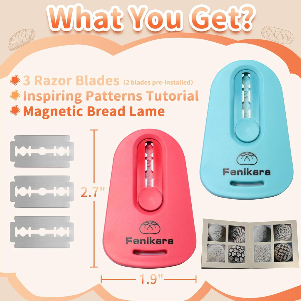 Skiennix Magnetic Sourdough Scoring Tool Set - Professional Bread Lame with Patterns Booklet & Razor Blades