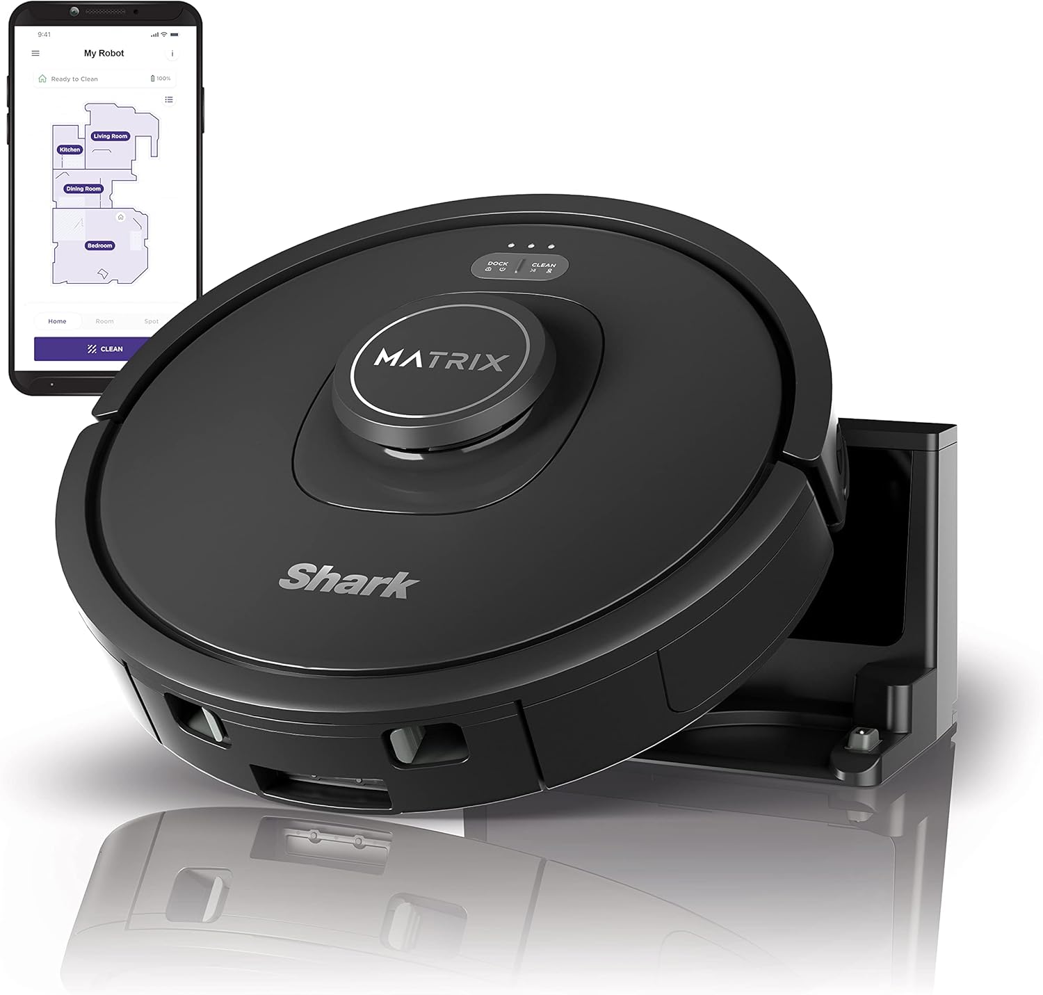 Shark RV2310 Robot Vacuum - Self-Cleaning Brushroll for Pet Hair | Precision Home Mapping, Wi-Fi, Black/Silver