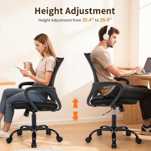 BestOffice Ergonomic Office Chair - Adjustable Mesh Desk Chair with Lumbar Support | Modern Black Design