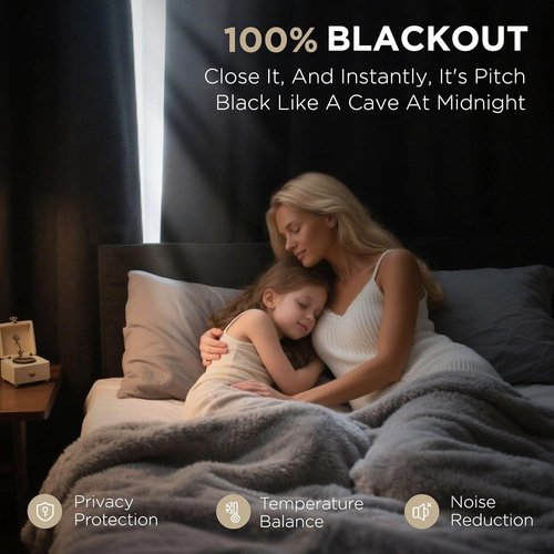 Joydeco Blackout Curtains - 84 Inch Linen Light Blocking Drapes | Thermal Insulated 2 Panel Set for Bedroom & Living Room