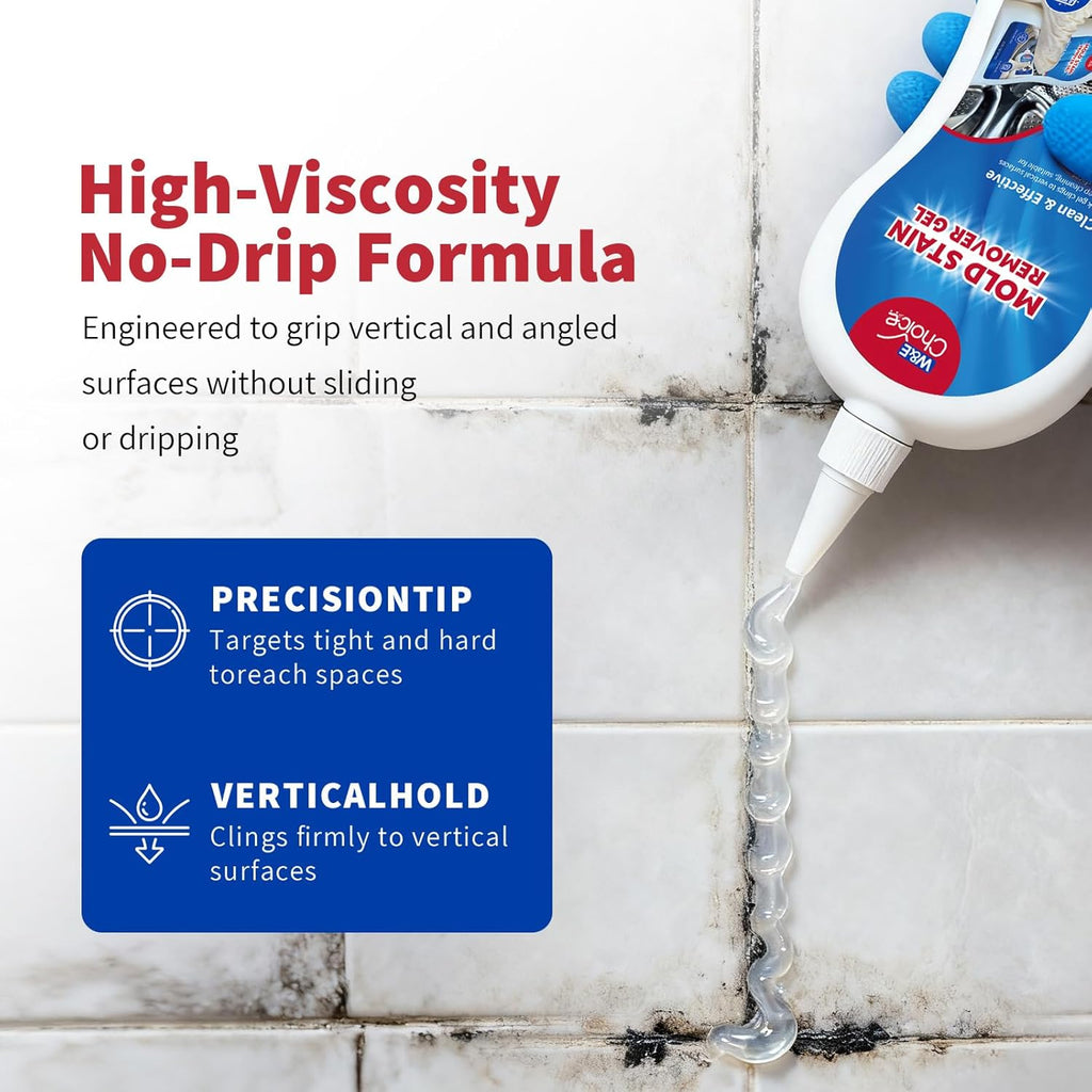 W&E Choice Stain Remover Gel - Heavy Duty Cleaner for Shower & Bathroom Tile Grout | 8.8 Fl Oz