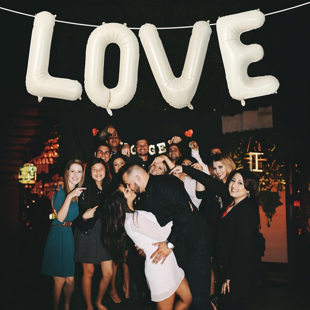 Skiennix 40 Inch Cream White Sand Love Balloons - Elegant Ivory Alphabet Decor for Weddings & Anniversaries