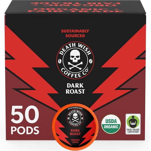 Death Wish Coffee - Dark Roast Single Serve Pods - Bold Flavor | 50 Count