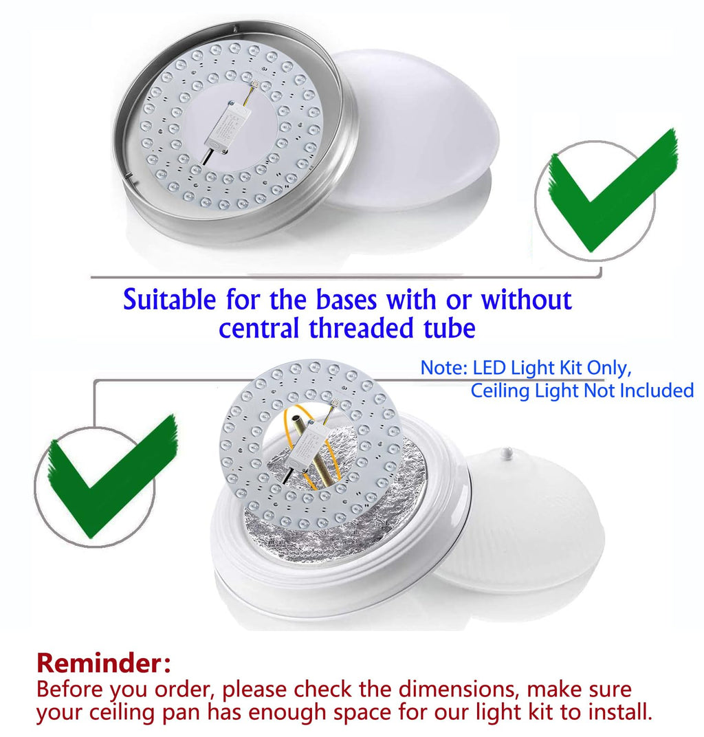OLYMSTAR 36W 3 Color Temperature LED Flush Mount Ceiling Fan Light Kit Replacement LED Light Board Panel,Retrofit LED Light Engine