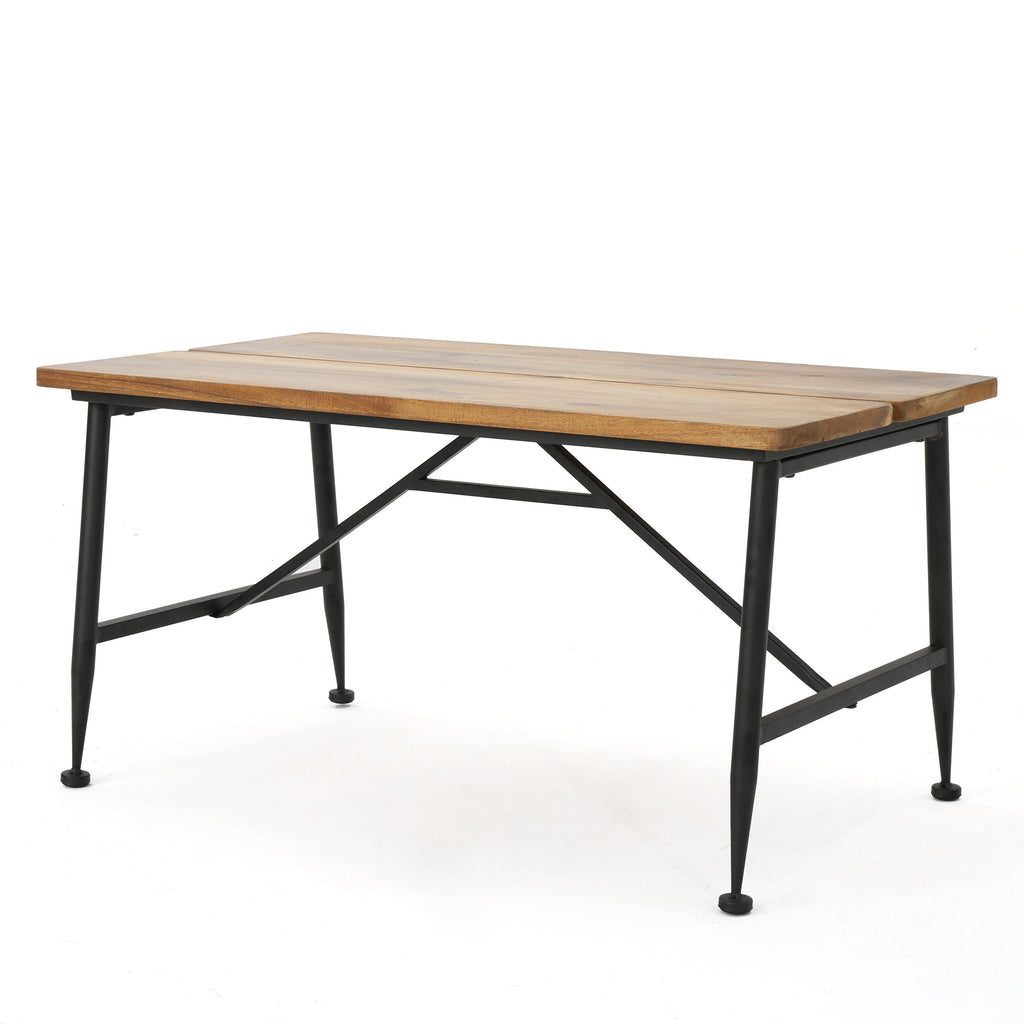 Christopher Knight Home Eleanora Industrial Acacia Wood Coffee Table with Iron Accents, Black / Antique Finish