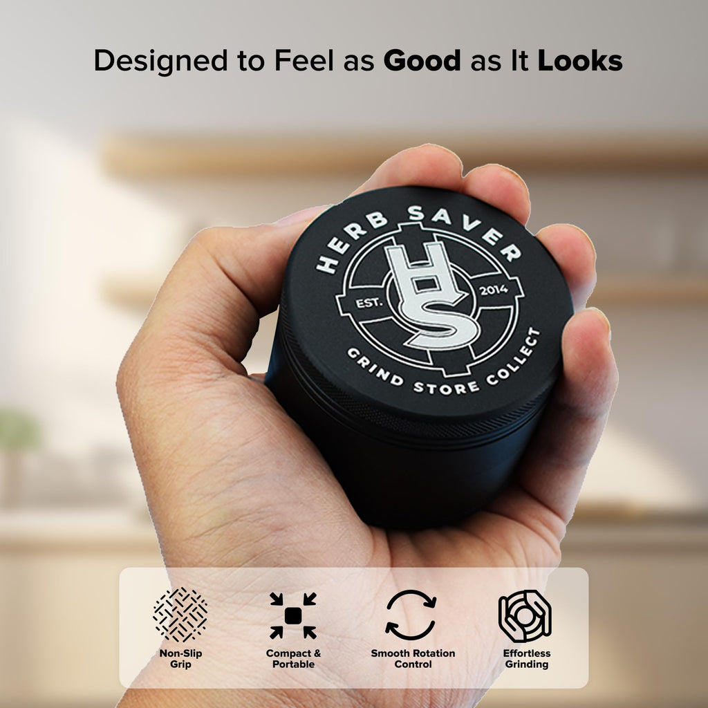 HerbSaver 2.5 Inch Aluminum Spice Grinder (Black)