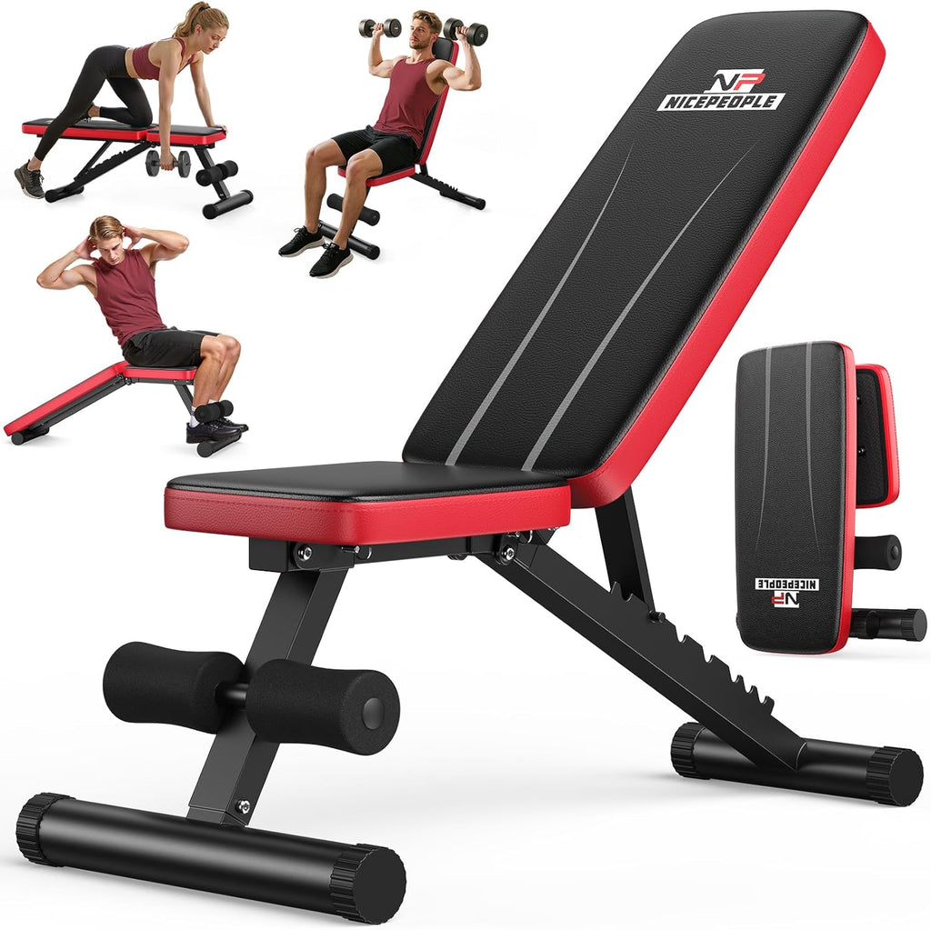 NICEPEOPLE Adjustable Weight Bench - 660LBS Capacity | Compact & Foldable Home Gym Bench for Strength Training