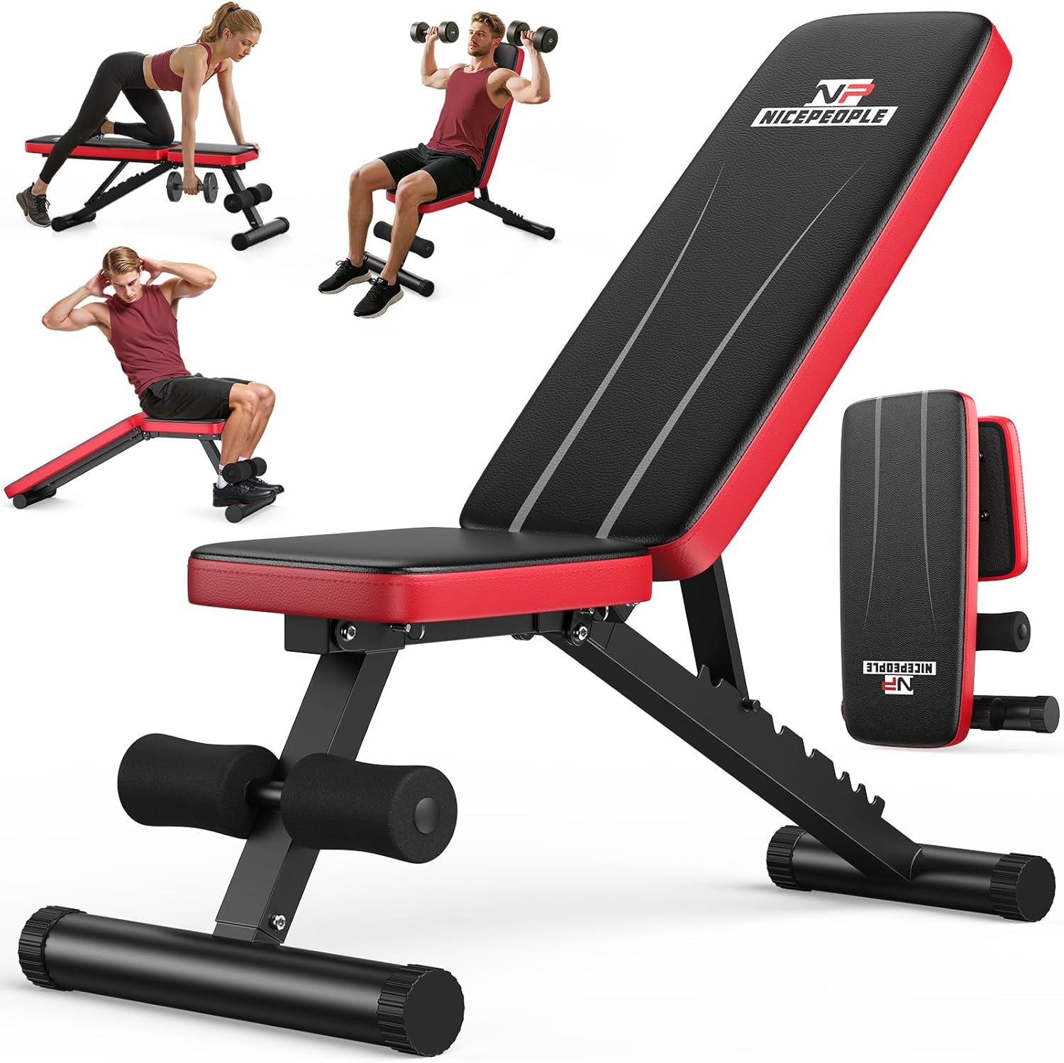 NICEPEOPLE Adjustable Weight Bench - 660LBS Capacity | Compact & Foldable Home Gym Bench for Strength Training