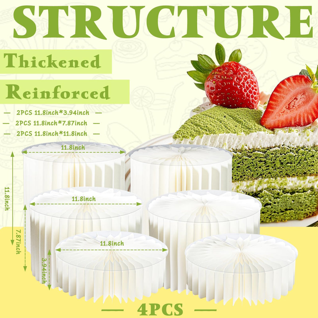 6 Pack Buffet Risers, Acrylic & Cardboard Foldable Cake Display Stands for Dessert Table, Tall Cake Riser Columns for Wedding, Birthday, Party Decoration – Multi-Level Dessert Stands for Cupcakes, Treats & Display