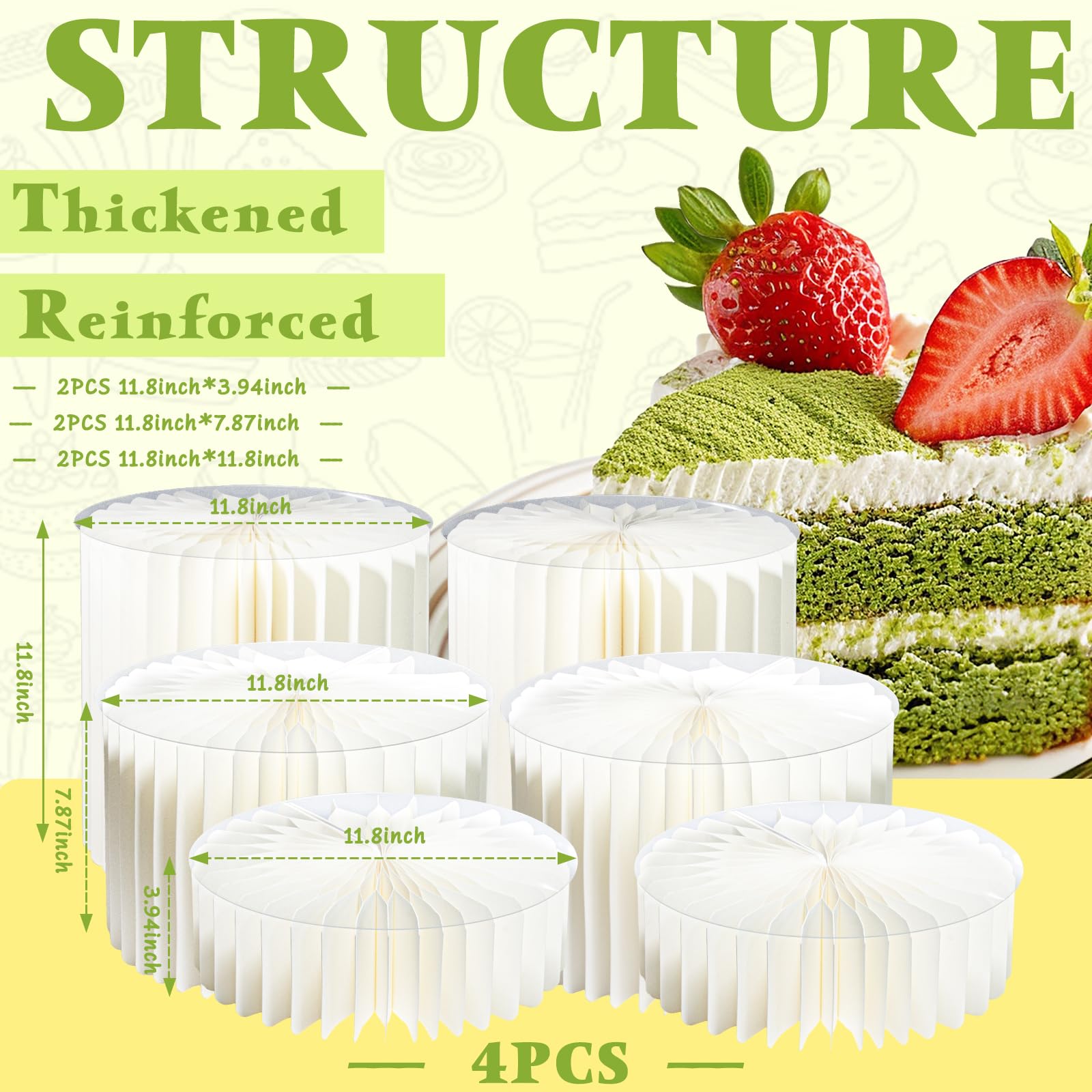 6 Pack Buffet Risers, Acrylic & Cardboard Foldable Cake Display Stands for Dessert Table, Tall Cake Riser Columns for Wedding, Birthday, Party Decoration – Multi-Level Dessert Stands for Cupcakes, Treats & Display