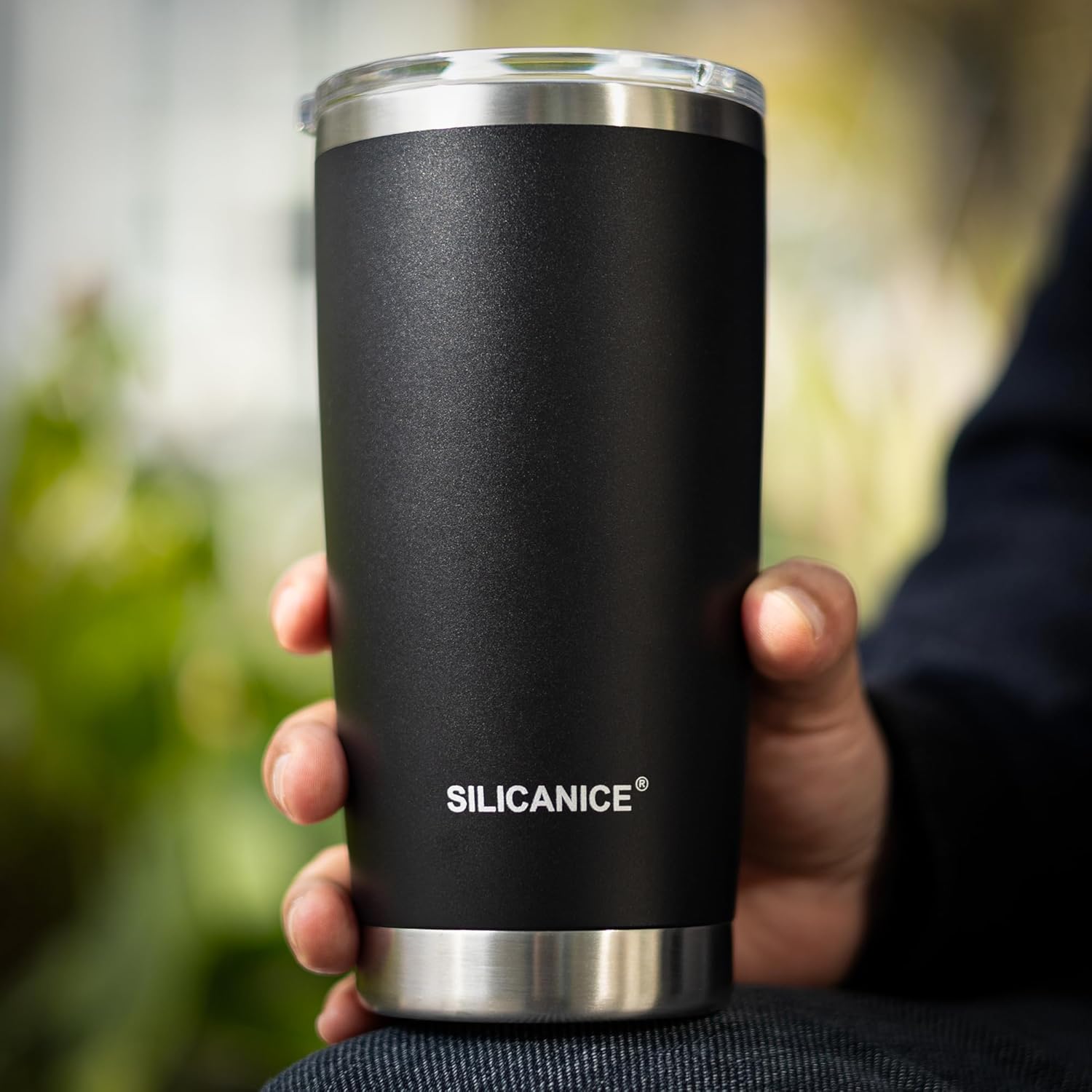 Skiennix 20oz Stainless Steel Vacuum Insulated Tumbler - BPA-Free, Easy-On Lid, Fits Cup Holders | Black