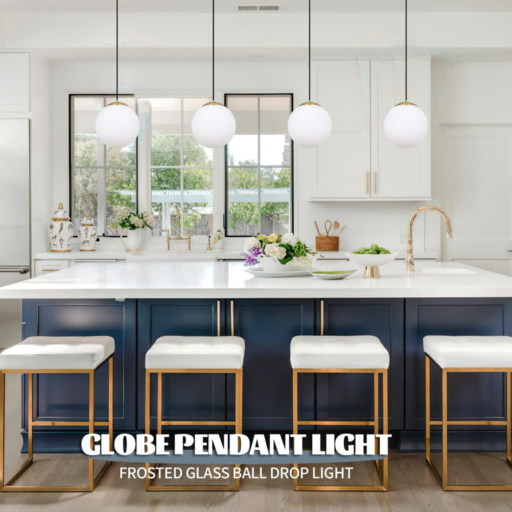 KoKo&Yukina 6 Inch Milk White Glass Globes Shade Frosted Replacement Glass Shades - 2.67" Fitter Opening - Lighting Fixture Replacement