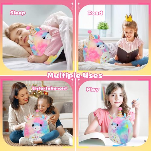 AWNOGKUE Cow Stuffed Animal Cow Plush Toys 12 Inch Soft Unicorn Plushies Pillow Cute Rainbow Plushies Room Decoration Birthday Gifts for Kids Toddlers Girls and Boys