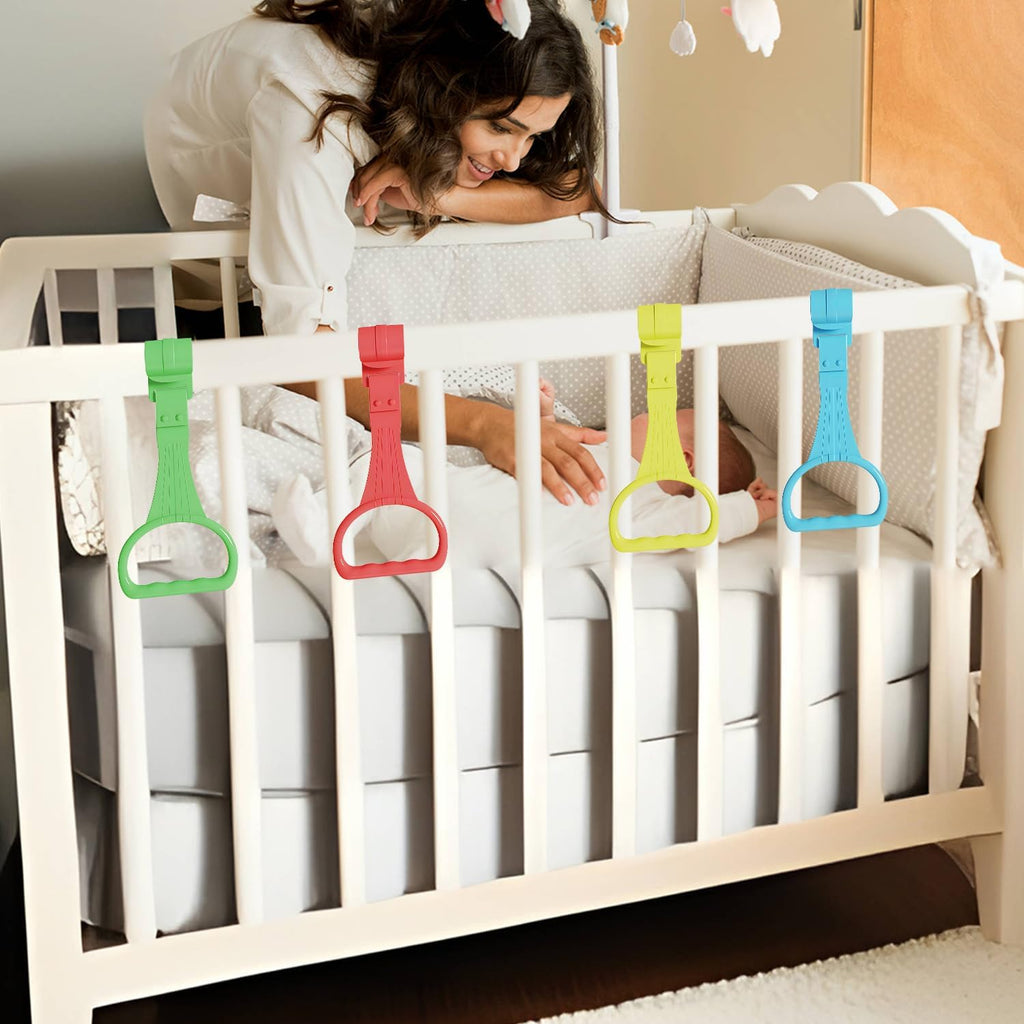 Skiennix 8Pcs Pull Up Rings | Baby Walking Assistant - Bed & Crib Stand Up Rings (4 Colors)
