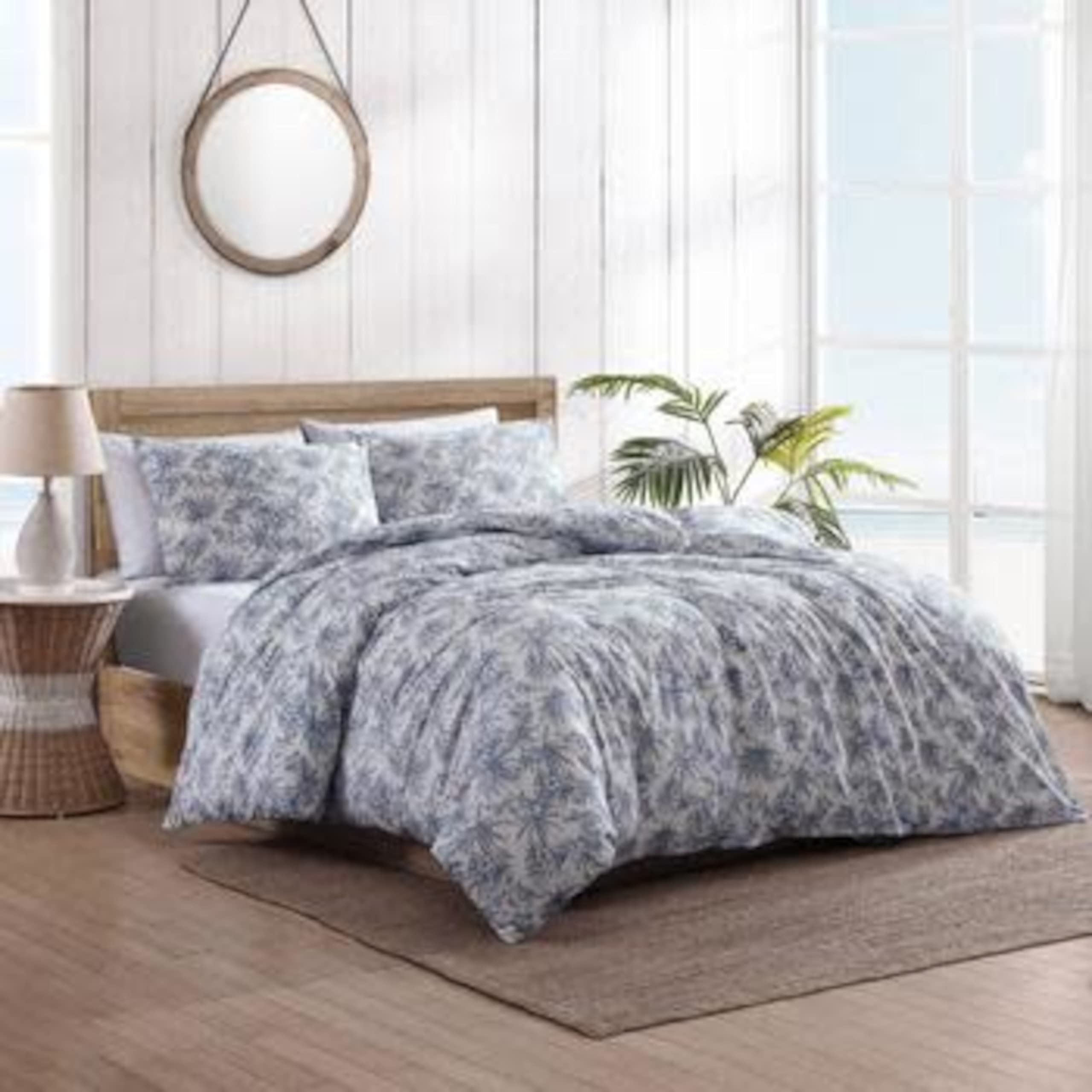 Tommy Bahama- King Duvet Cover Set, Reversible Cotton Bedding Set with Matching Shams, Coastal Bedding Set (Pen and Ink Blue, King)