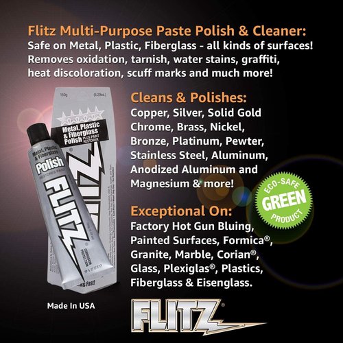 Flitz Multi-Purpose Metal Polish Paste - 5.29oz Tube of USA-Made Chrome Polish - Works on Stainless Steel, Aluminum, Plastic, Jewelry and Cars - Non-Abrasive Cleaner & Rust Remover (3 Pack)