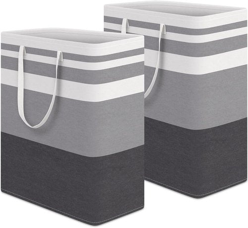 HomeHacks Large Waterproof Laundry Basket - Collapsible Freestanding Hamper with Extended Handles | 125L Gradient Grey