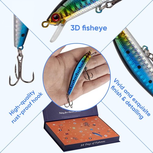 Fishing Advent Calendar 2026 - 24 Days of Premium Fishing Lures | Perfect Xmas Gift for Men & Teens