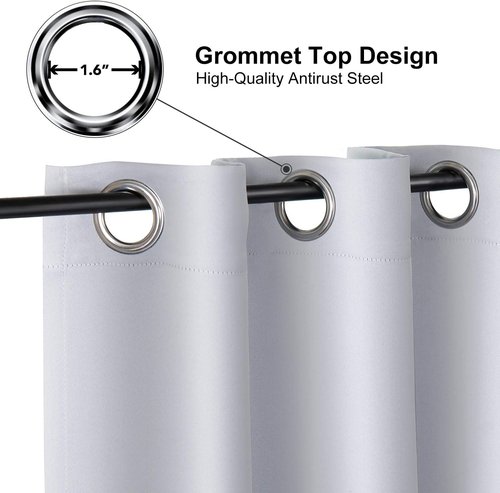 ChrisDowa Small Window Curtains - Grommet Thermal Insulated Room Darkening Panels | 29 x 50 Inch, Greyish White