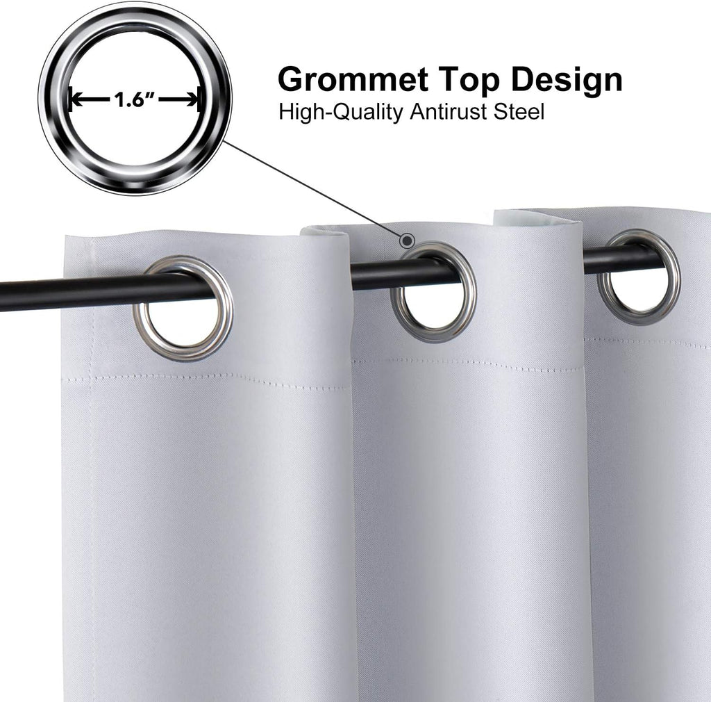 ChrisDowa Small Window Curtains - Grommet Thermal Insulated Room Darkening Panels | 40 Inch, Greyish White (2 Pack)