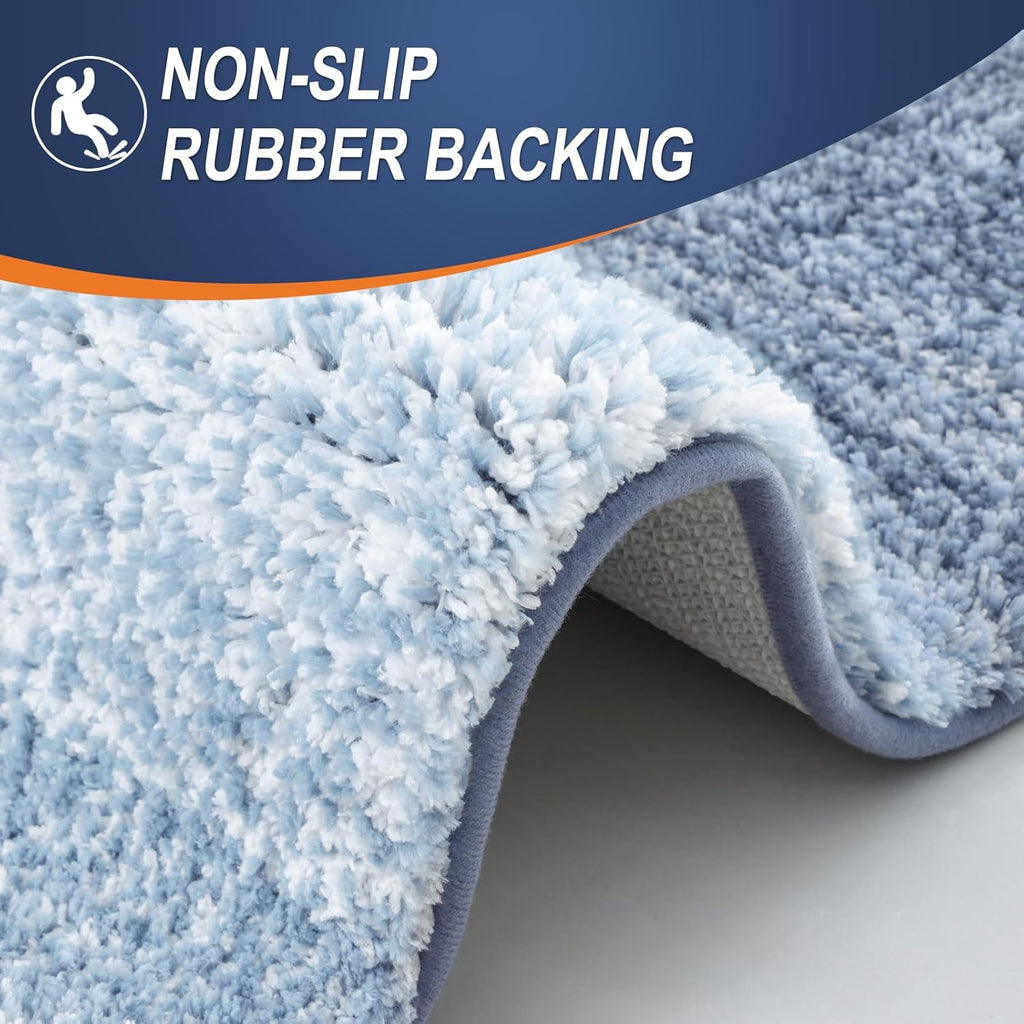 OLANLY Bathroom Runner Rugs - Extra Soft Microfiber Bath Mats | Quick Dry, Machine Washable, 59x17, Blue