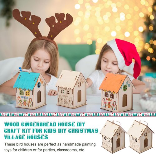DoubleFill 36 Pcs Gingerbread House Craft Kit - DIY 3D Christmas Village for Kids | Fun Winter Art Project