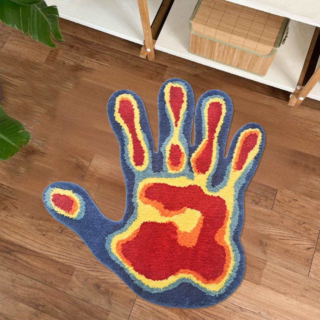 Shovagy Hand Shaped Rug Fun Bathroom Rugs Cool Abstract Cute Bath Mat Tufted Extra Soft Quick Dry Water Absorbent Non Slip Bath Mats Bedroom Aesthetic Decor Carpet, 2.6 x 2.6FT