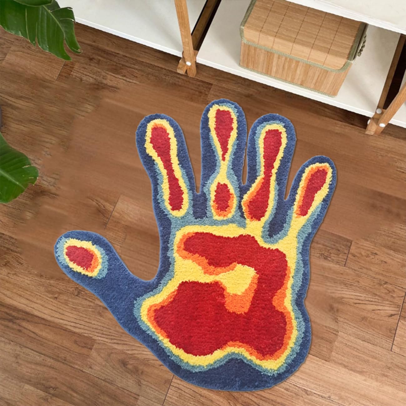 Shovagy Hand Shaped Rug Fun Bathroom Rugs Cool Abstract Cute Bath Mat Tufted Extra Soft Quick Dry Water Absorbent Non Slip Bath Mats Bedroom Aesthetic Decor Carpet, 2.6 x 2.6FT