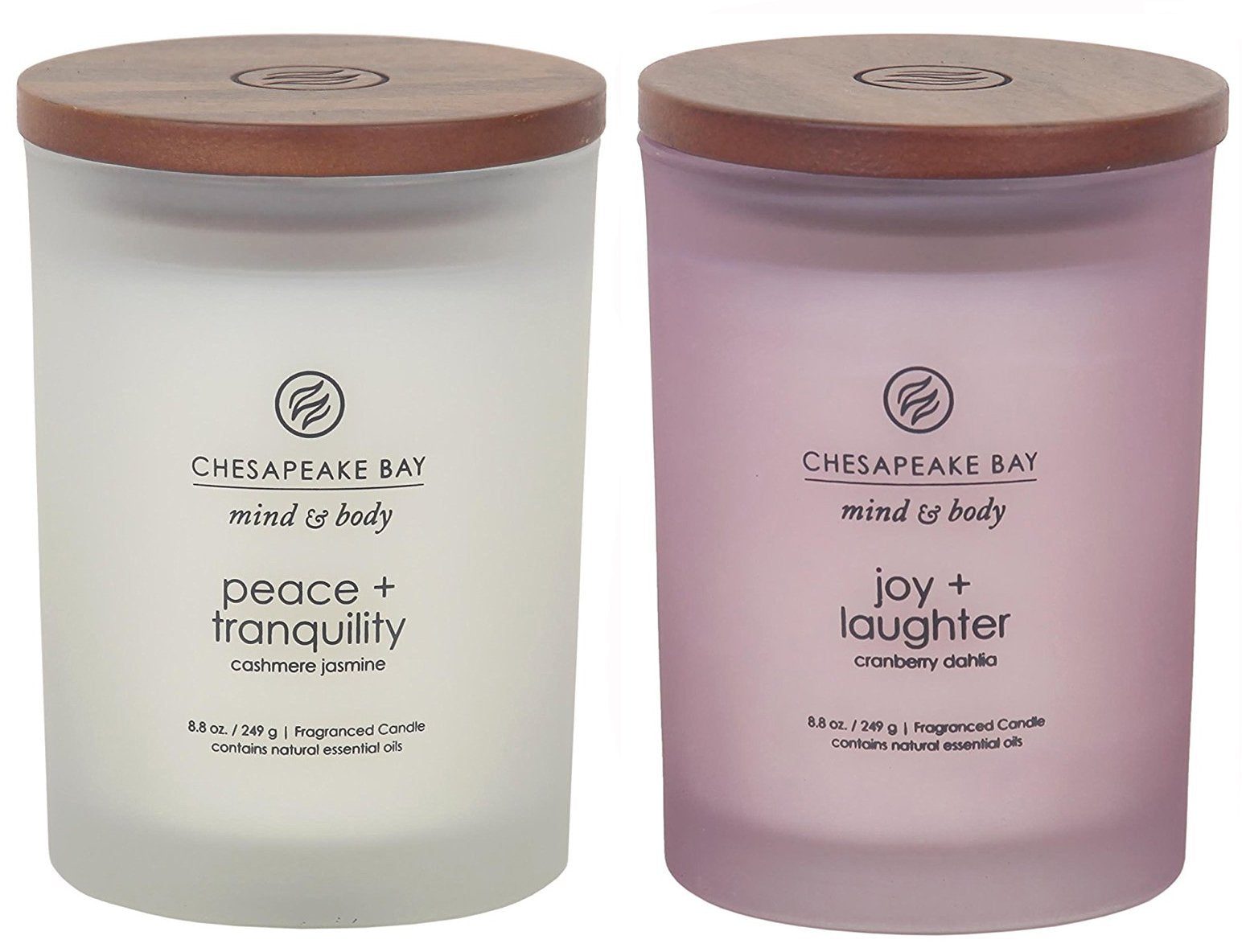 Chesapeake Bay Candle Scented Candles, Peace + Tranquility & Joy + Laughter, Medium (2-Pack)