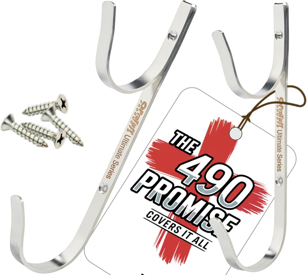 ProTuff Pool Pole Hanger Set - 2 Pack of Rust-Proof, UV-Resistant Stainless Steel Hooks - Easy Install for Fences, Walls & Decks