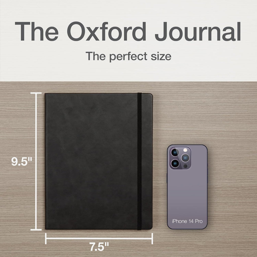 Oxford Journal Lined Writing Notebook - Classic Hardcover Writer's Journal, 192 Pages, 7.5" x 9.5", Black