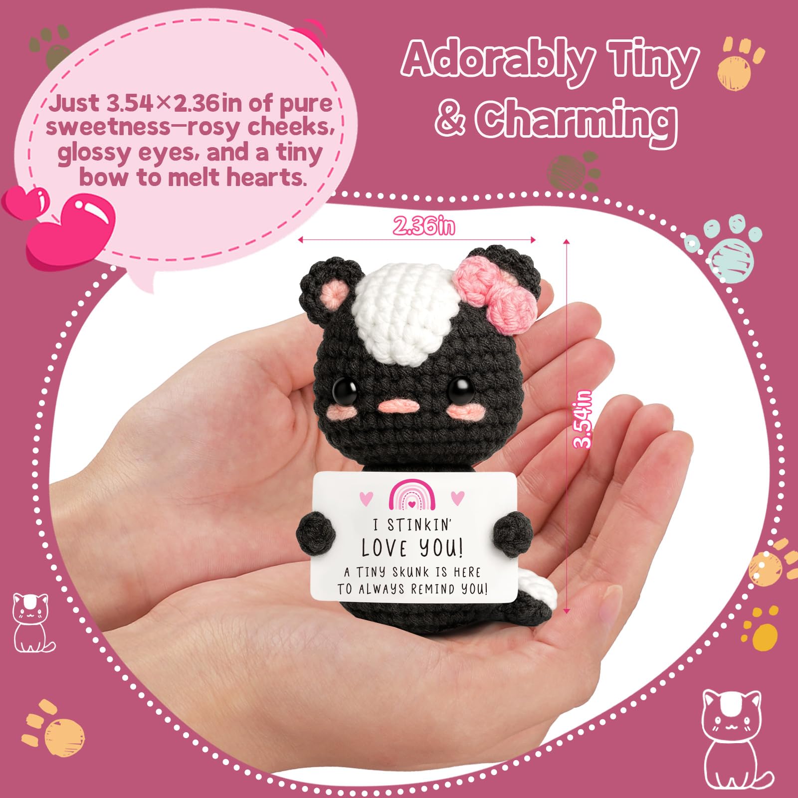 Valentines Day Love Gifts for Him Her Boyfriend Girlfriend - Cute Crochet Skunk Plush Funny I Love You Gift – Romantic Birthday Gift for Husband Wife –Wedding Anniversary To My Love Just Because