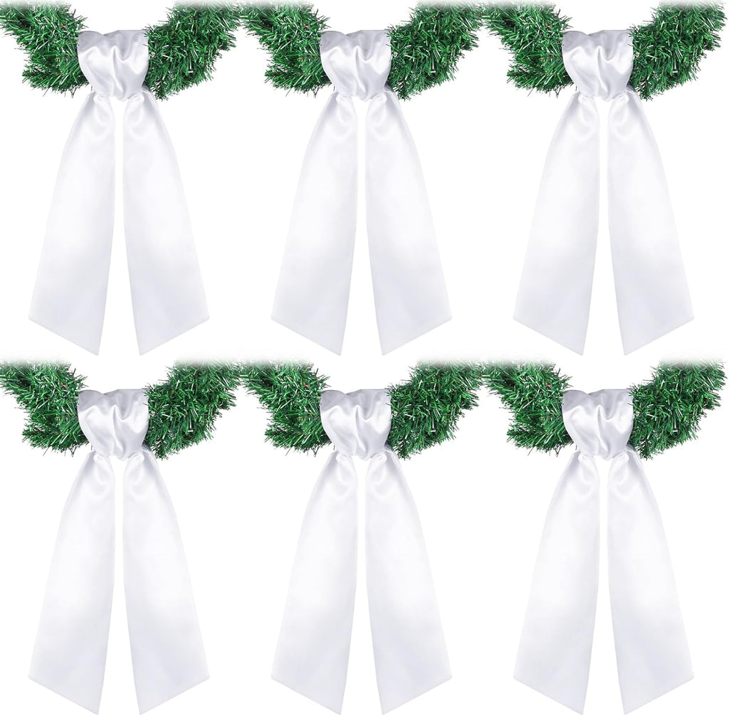 VitalCozy Wreath Sash - Embroiderable Plain Blanks for Front Door Decor | 4.49" x 56.30", White, 6 Pcs