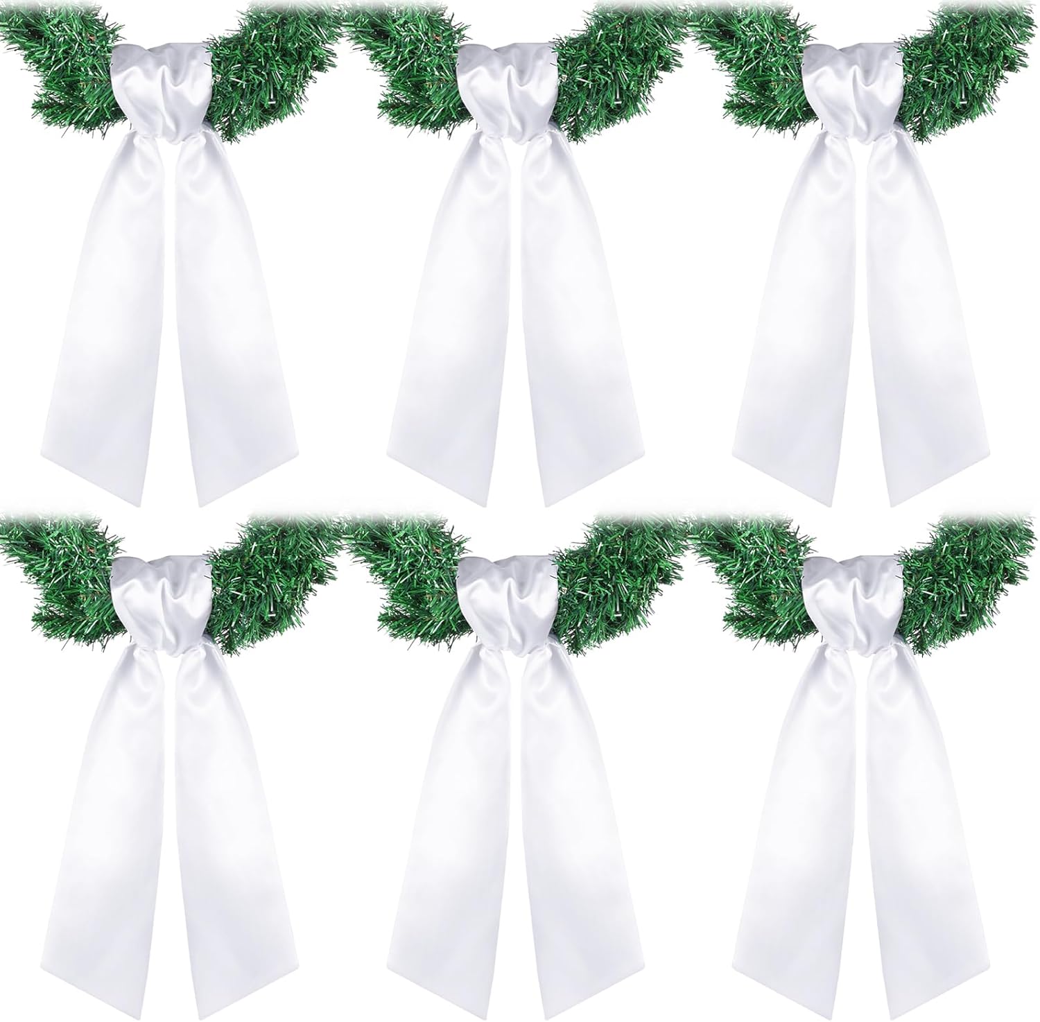 VitalCozy Wreath Sash - Embroiderable Plain Blanks for Front Door Decor | 4.49" x 56.30", White, 6 Pcs